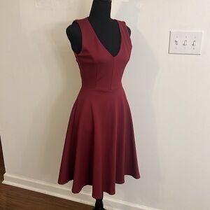 Lulus Hello World Wine Midi Dress W/Back Zipper, Sz. S.